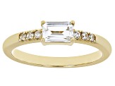 White Topaz with White Zircon 18k Yellow Gold Over Sterling Silver April Birthstone Ring 0.66ctw