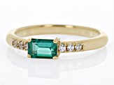 Green Lab Created Emerald with White Zircon 18k Yellow Gold Over Silver May Birthstone Ring .49ctw