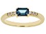 Blue Lab Alexandrite with White Zircon 18k Yellow Gold Over Silver June Birthstone Ring .57ctw