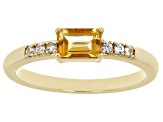 Yellow Citrine with White Zircon 18k Yellow Gold Over Silver November Birthstone Ring .58ctw