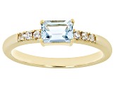 Sky Blue Topaz with White Zircon 18k Yellow Gold Over Silver December Birthstone Ring .67ctw