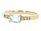 Sky Blue Topaz with White Zircon 18k Yellow Gold Over Silver December Birthstone Ring .67ctw