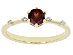 Red Garnet with White Zircon 18k Yellow Gold Over Sterling Silver January Birthstone Ring .62ctw