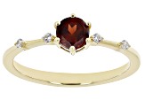 Red Garnet with White Zircon 18k Yellow Gold Over Sterling Silver January Birthstone Ring .62ctw