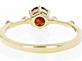 Red Garnet with White Zircon 18k Yellow Gold Over Sterling Silver January Birthstone Ring .62ctw