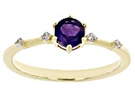Purple Amethyst with White Zircon 18k Yellow Gold Over Silver February Birthstone Ring .45ctw