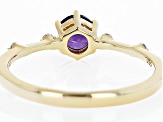 Purple Amethyst with White Zircon 18k Yellow Gold Over Silver February Birthstone Ring .45ctw