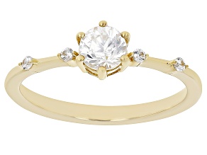 White Zircon 18k Yellow Gold Over Sterling Silver April Birthstone Ring .67ctw