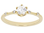 White Zircon 18k Yellow Gold Over Sterling Silver April Birthstone Ring .67ctw
