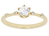White Zircon 18k Yellow Gold Over Sterling Silver April Birthstone Ring .67ctw