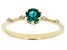 Green Lab Emerald with White Zircon 18k Yellow Gold Over Sterling Silver May Birthstone Ring .45ctw