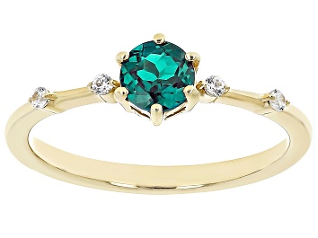 Picture of Lab Alexandrite with White Zircon 18k Yellow Gold Over Sterling Silver June Birthstone Ring .55ctw
