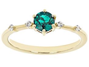 Lab Alexandrite with White Zircon 18k Yellow Gold Over Sterling Silver June Birthstone Ring .55ctw