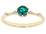 Lab Alexandrite with White Zircon 18k Yellow Gold Over Sterling Silver June Birthstone Ring .55ctw