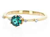 Lab Alexandrite with White Zircon 18k Yellow Gold Over Sterling Silver June Birthstone Ring .55ctw