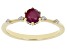 Red Ruby with White Zircon 18k Yellow Gold Over Sterling Silver July Birthstone Ring .75ctw