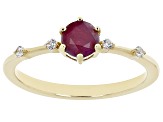 Mahaleo(R) Ruby with White Zircon 18k Yellow Gold Over Sterling Silver July Birthstone Ring .75ctw