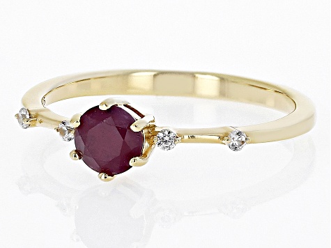 Mahaleo(R) Ruby with White Zircon 18k Yellow Gold Over Sterling Silver July Birthstone Ring .75ctw