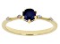 Blue Sapphire with White Zircon 18k Yellow Gold Over Silver September Birthstone Ring .66ctw