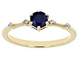 Blue Sapphire with White Zircon 18k Yellow Gold Over Silver September Birthstone Ring .66ctw