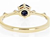 Blue Sapphire with White Zircon 18k Yellow Gold Over Silver September Birthstone Ring .66ctw