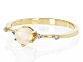 Multi-Color Ethiopian Opal & White Zircon 18k Yellow Gold Over Silver October Birthstone Ring .33ctw