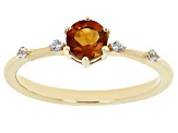 Madeira Citrine With White Zircon 18k Yellow Gold Over Silver November Birthstone Ring .49ctw