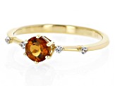 Madeira Citrine With White Zircon 18k Yellow Gold Over Silver November Birthstone Ring .49ctw