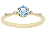 Swiss Blue Topaz with White Zircon 18k Yellow Gold Over Silver December Birthstone Ring .58ctw