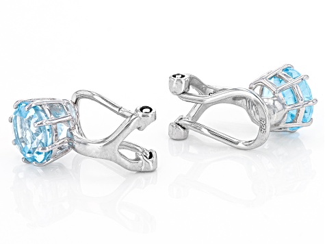 Sky Blue Topaz Rhodium Over Sterling Silver December Birthstone Clip-On Earrings 2.81ctw