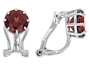 Red Garnet Rhodium Over Sterling Silver  January Birthstone Clip-On Earrings 2.62ctw
