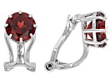 Red Garnet Rhodium Over Sterling Silver  January Birthstone Clip-On Earrings 2.62ctw