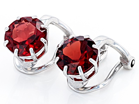 Red Garnet Rhodium Over Sterling Silver  January Birthstone Clip-On Earrings 2.62ctw