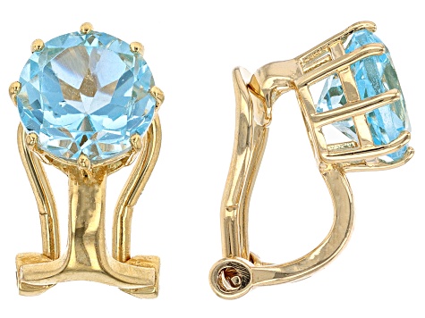 Sky Blue Glacier Topaz 18k Yellow Gold Over Sterling Silver December Birthstone Earrings 2.81ctw