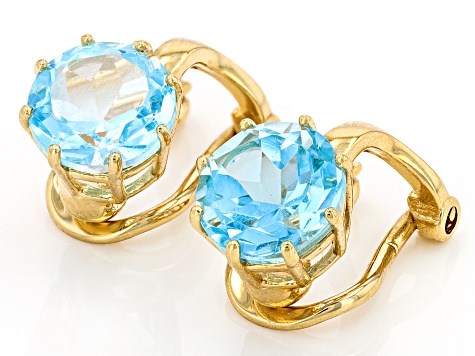 Sky Blue Glacier Topaz 18k Yellow Gold Over Sterling Silver December Birthstone Earrings 2.81ctw