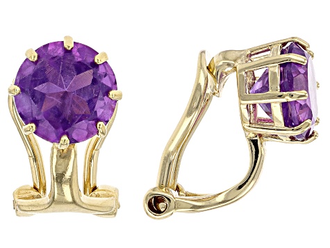 Purple Amethyst 18k Yellow Gold Over Sterling Silver February Birthstone Clip-On Earrings 2.04ctw