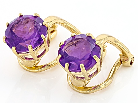 Purple Amethyst 18k Yellow Gold Over Sterling Silver February Birthstone Clip-On Earrings 2.04ctw