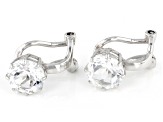 White Topaz Rhodium Over Sterling Silver April Birthstone Clip-On Earrings 2.81ctw