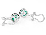 Green  Lab Created Emerald Rhodium Over Sterling Silver May Birthstone Clip-On Earrings 1.60ctw