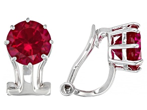Red Lab Created Ruby Rhodium Over Sterling Silver July Birthstone Clip-On Earrings 3.06ctw
