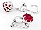 Red Lab Created Ruby Rhodium Over Sterling Silver July Birthstone Clip-On Earrings 3.06ctw