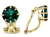 Green Lab Emerald 18k Yellow Gold Over Sterling Silver May Birthstone Clip-On Earrings 1.60ctw