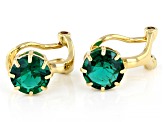 Green Lab Emerald 18k Yellow Gold Over Sterling Silver May Birthstone Clip-On Earrings 1.60ctw