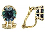 Blue Lab Created Alexandrite 18k Yellow Gold Over Silver June Birthstone Clip-On Earrings 2.81ctw