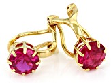 Red Lab Created Ruby 18k Yellow Gold Over Sterling Silver July Birthstone Clip-On Earrings 3.06ctw