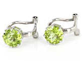 Green Peridot Rhodium Over Sterling Silver August Birthstone Clip-On Earrings 2.38ctw