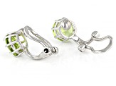 Green Peridot Rhodium Over Sterling Silver August Birthstone Clip-On Earrings 2.38ctw
