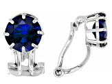 Blue Lab Created Sapphire Rhodium Over Silver September Birthstone Clip-On Earrings 3.23ctw