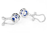 Blue Lab Created Sapphire Rhodium Over Silver September Birthstone Clip-On Earrings 3.23ctw