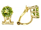 Green Peridot 18k Yellow Gold Over Sterling Silver August Birthstone Clip-On Earrings 2.38ctw